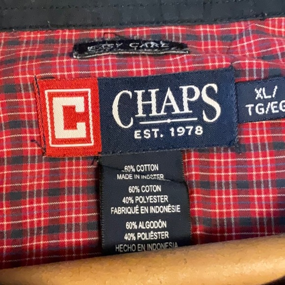 Chaps Men's Burgundy Checkered Button Down Shirt - Picture 4 of 6